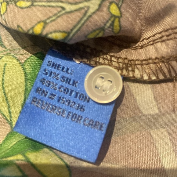 J McLaughlin Britt Silk Cotton Shirt Mangrove Idyll Brown Multi Size XS - Picture 8 of 9